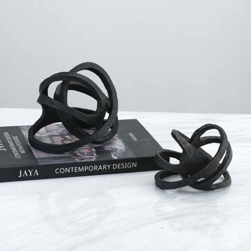 现代简约创意金属麻团铁艺家居装饰品立体桌面摆件客厅酒店软装