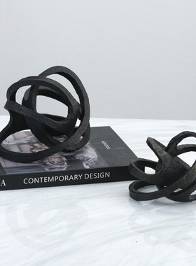 现代简约创意金属麻团铁艺家居装饰品立体桌面摆件客厅酒店软装