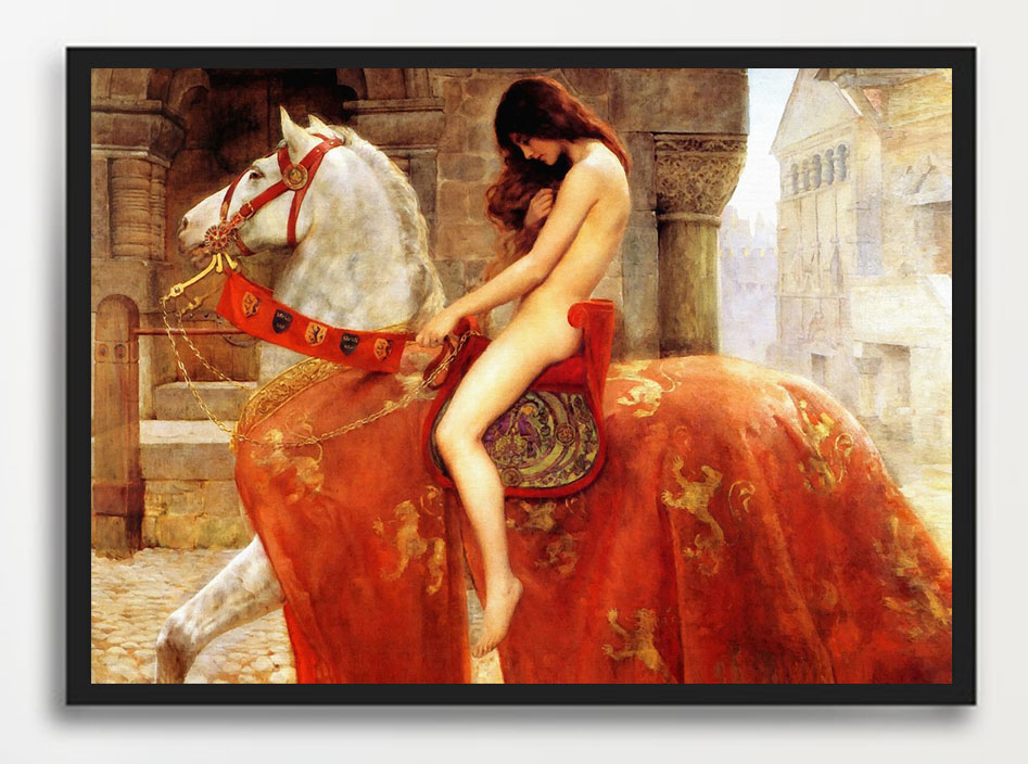世界名画《人体艺术油画性感美女裸画马背上的夫人装饰画YH651》