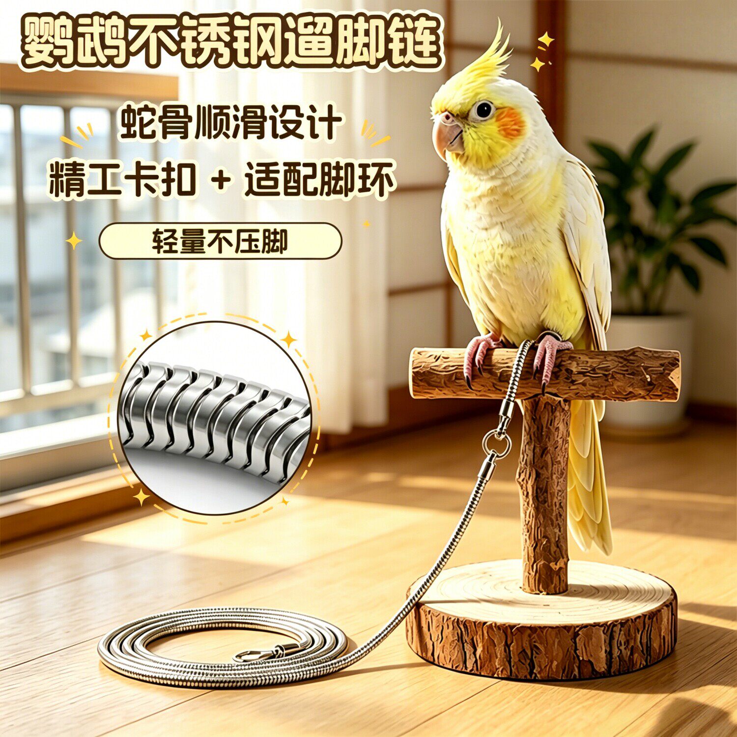 宠帮仕不锈钢鹦鹉放飞绳