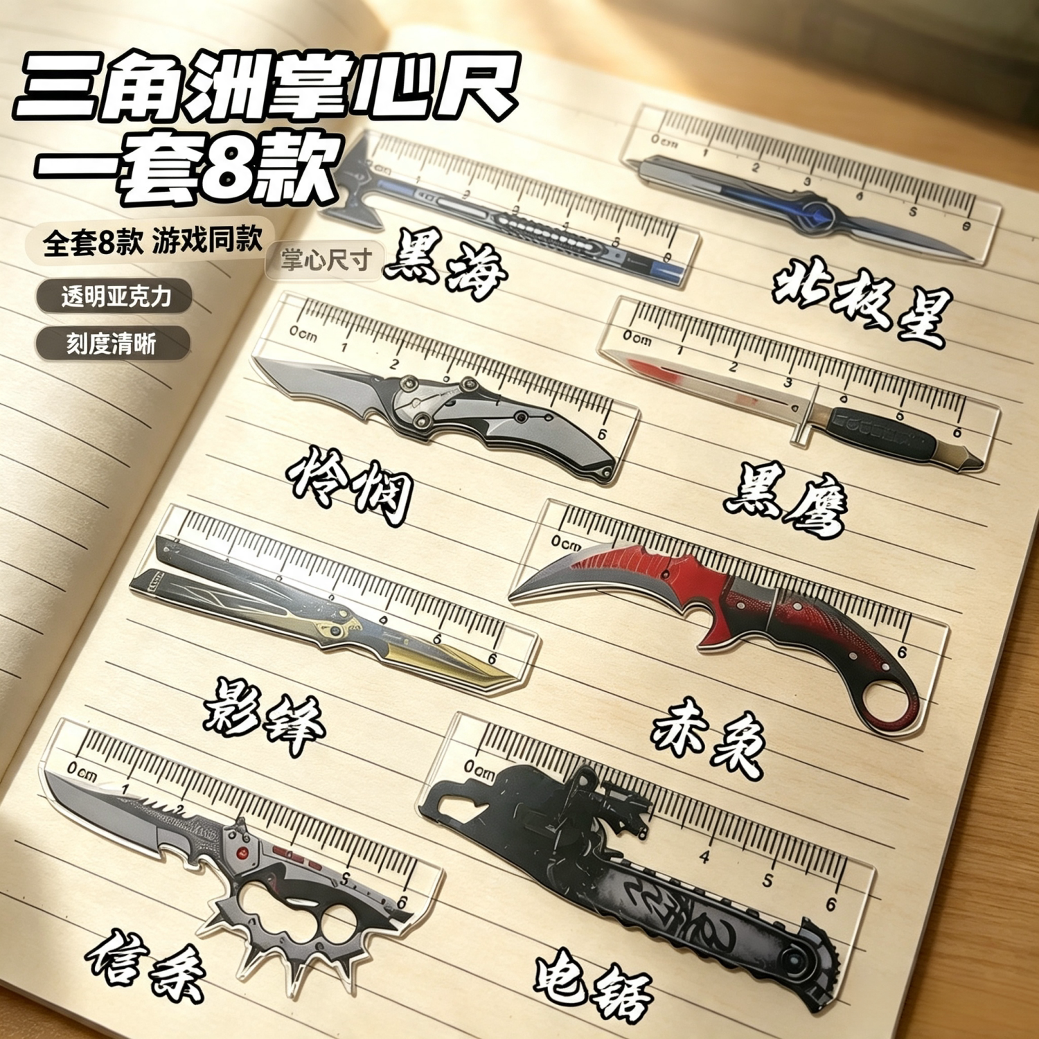 亚克力透明迷你掌心三角尺