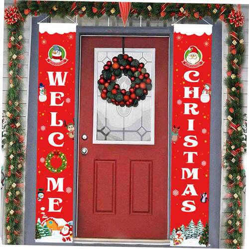 Christmas Couplet Door Curtain Porch decoration Flag Banner