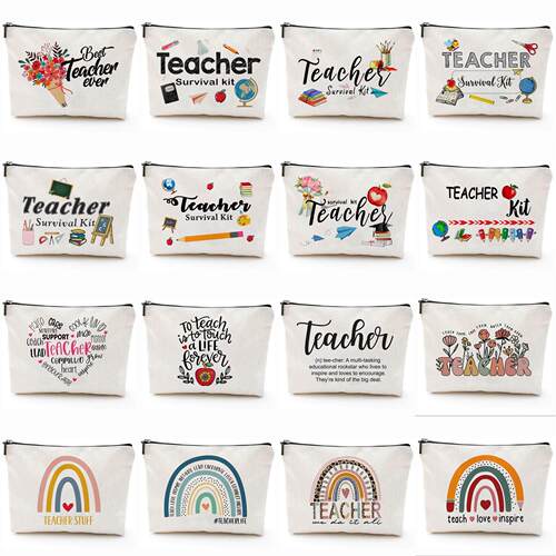 Teacher gift Makeup bag Portable stationery storage bag