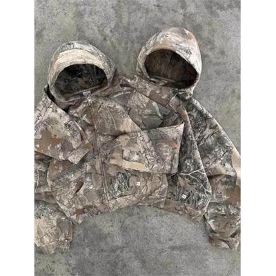 Hip Hop St Clothing Zipper Women Camo Pattern Hoodie Y2K Har
