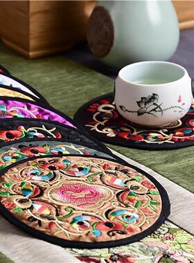 Coaster Chinese Style Cloth Embroidery Coasters Hot Milk Ins