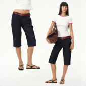 ｜红绗线百搭牛仔裤 1747 90s复古赤耳原牛Capri马术七分裤