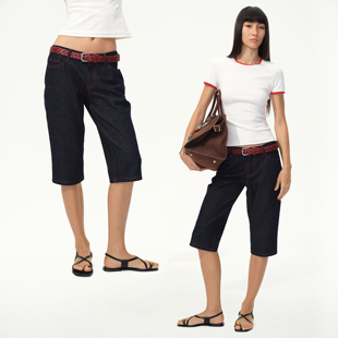 ｜红绗线百搭牛仔裤 1747 90s复古赤耳原牛Capri马术七分裤