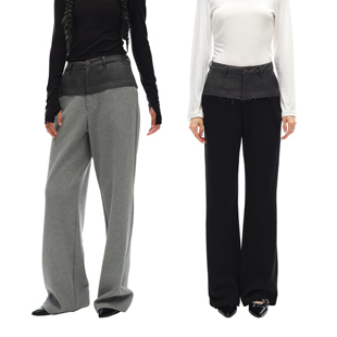 腰头特色设计珠地肌理宽松针织运动卫裤 式 拼接西裤 1747