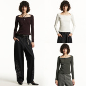 小沙漏 经典 船领长袖 1747 延续 ｜门襟纽扣优雅信封领气质T恤