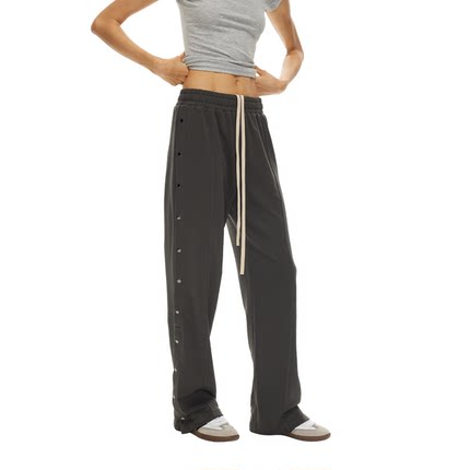 1747 侧排扣长裤 宽松直筒纽扣休闲运动裤 高街风格卫裤 男女同款