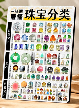 一张图看懂珠宝分类装饰摆件珠宝科普展示摆台门店家居装饰立牌