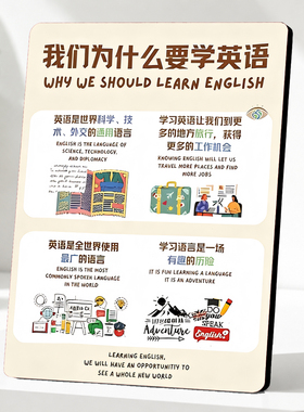 我们为什么要学英语励志装饰摆件书房教室办公室摆放
