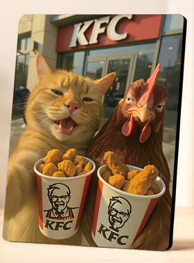 网红搞怪猫鸡KFC吃炸鸡趣味装饰摆件客厅桌面创意摆台