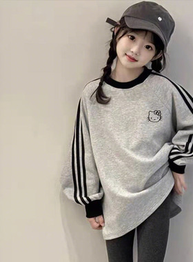 女童宽松卫衣春秋冬2026新款韩版慵懒风kitt猫衣服上衣网红打底衫