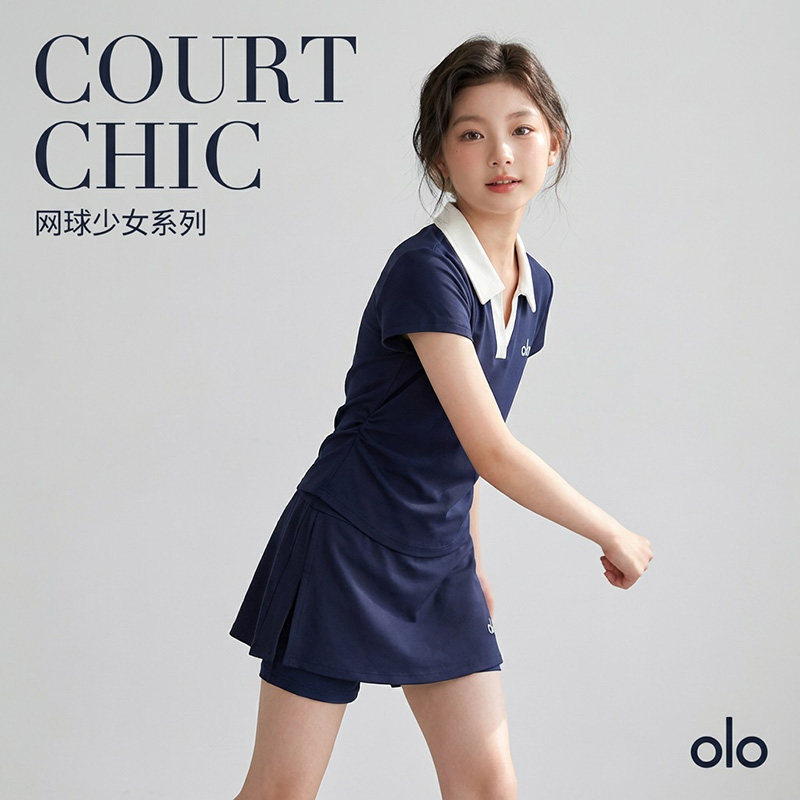 女童短袖网球服套装夏季2026款中大童速干夏装儿童时尚运动两件套