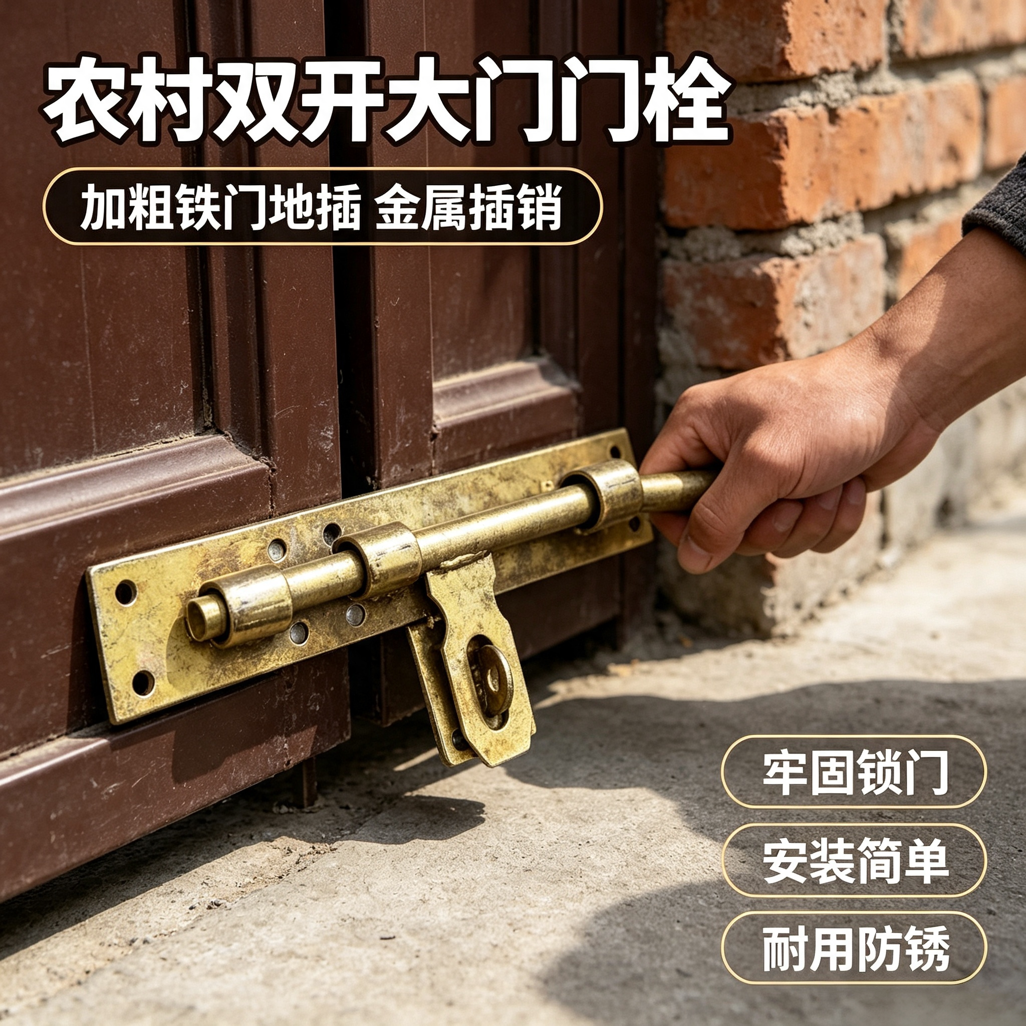 老式加厚门栓插销地插铁门大号防盗门闩厂门金属加粗加大焊接型