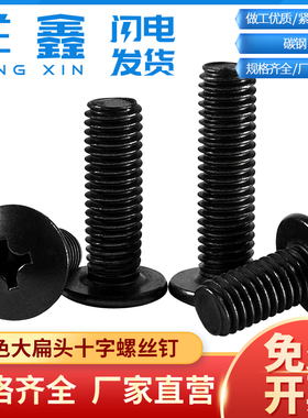 黑色大扁头十字螺丝钉伞头半圆头螺丝钉TM蘑茹头大扁机M3M4M5M6M8