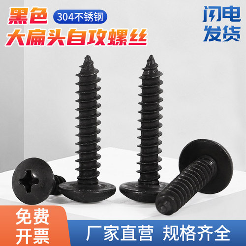 黑色304不锈钢大扁头自攻螺丝钉十字扁圆头木螺钉M3M3.5M4M5M6