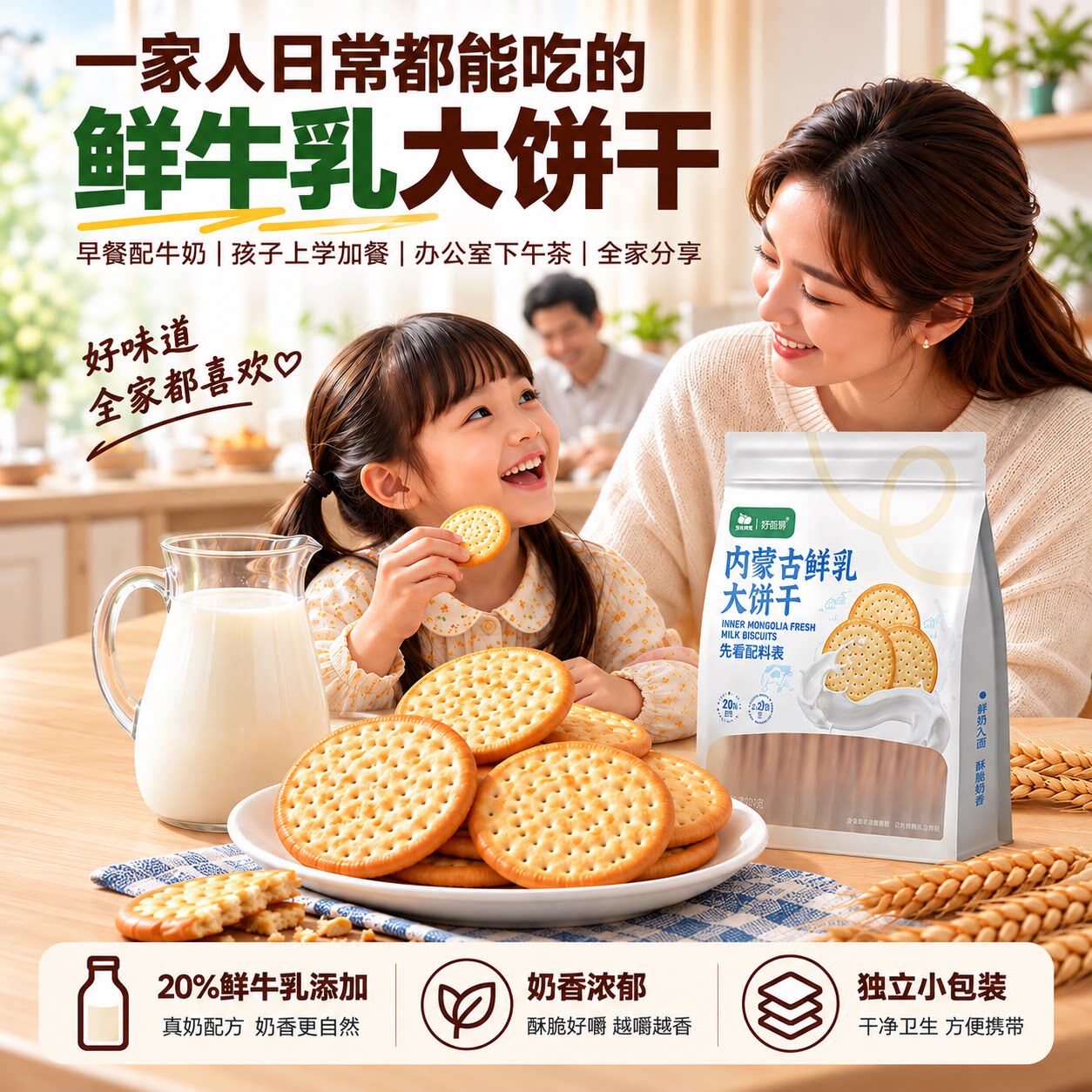 西域美农草原鲜乳大饼干内蒙特产