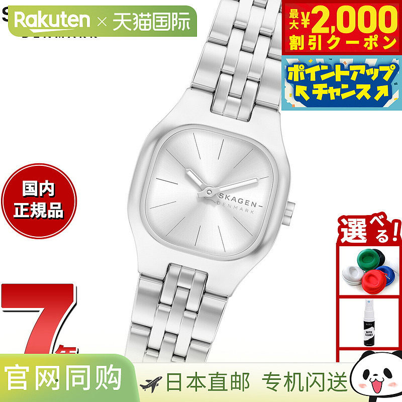 日本直邮Skagen SKAGEN 女士 MELLEM MICRO 双指针银色不锈钢腕表