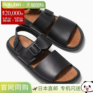 日本直邮CAMPER Lluc 凉鞋 K101092 男士真皮平底双带鞋 001/黑色