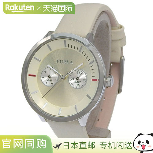 日本直邮Furla 女士手表不锈钢和皮革象牙色Metropolis 38mm多色R
