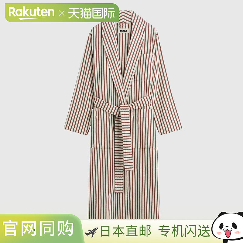 日本直邮TEKLA 浴袍无帽条纹毛巾布面料棉质有机棉经典品牌男女通