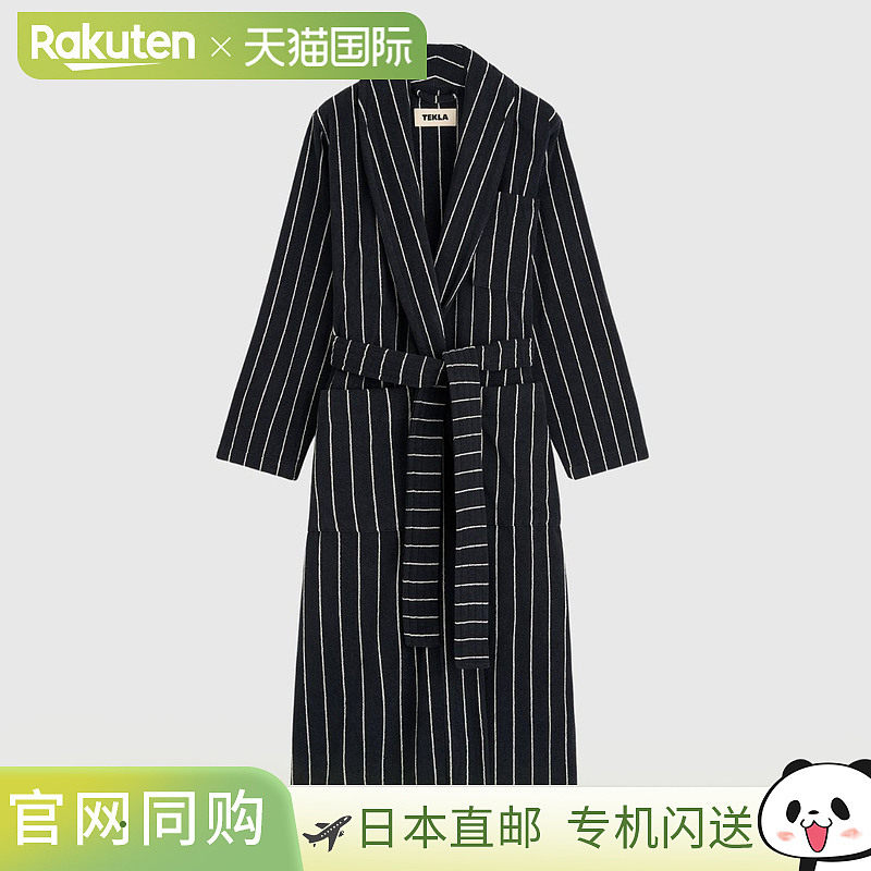 日本直邮TEKLA 浴袍无帽条纹毛巾布面料棉质有机棉经典品牌男女通