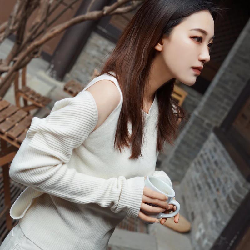 INSPIRE&STORIES 秋冬纯色毛衣设计感假两件针织衫女小众长袖上衣