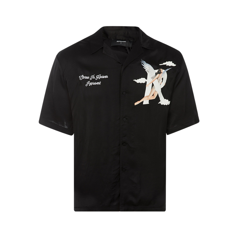 REPRESENT 天使图案印花男士休闲正肩短袖衬衫