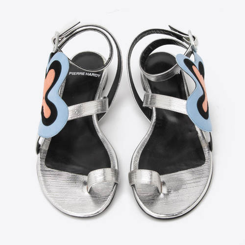 PIERREHARDY牛皮露趾平底凉鞋