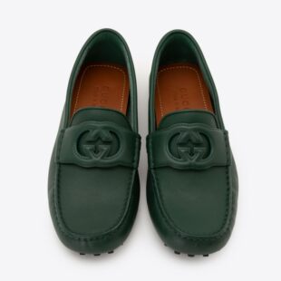 休闲乐福 皮鞋 现货GUCCIGUCCI春夏新品 双G牛皮圆头低帮一脚蹬男士