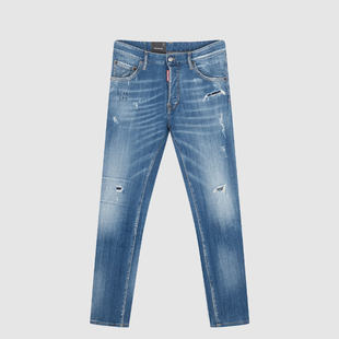 D2二次方春季 休闲牛仔裤 新品 修身 渐变纽扣口袋男士 现货DSQUARED2