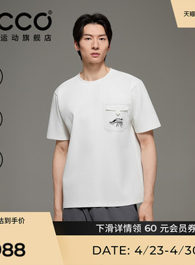 ECCO×白山联名系列 25新户外休闲简约舒适短袖男T恤女EW253T007
