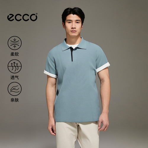ECCO爱步POLO衫男 2026新款夏季高尔夫休闲透气短袖T恤EG263T058M