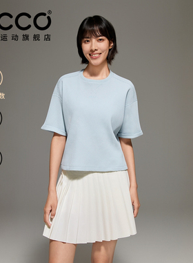 ECCO爱步华夫格T恤 26新简约时尚运动休闲圆领短袖女士ES261T031
