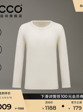 ECCO爱步长袖T恤女 26新款美利奴羊毛亲肤抗菌正肩打底ES261T028F