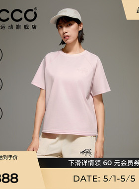 ECCO爱步 x 白山联名 2026春夏质感刺绣亲肤透气t恤女款EW261T005