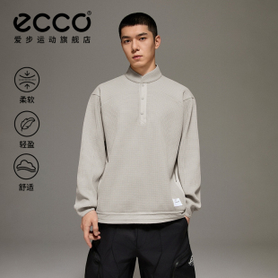 男款 ECCO×白山联名 长袖 休闲立领时尚 EW261T041 华夫格T恤26新款