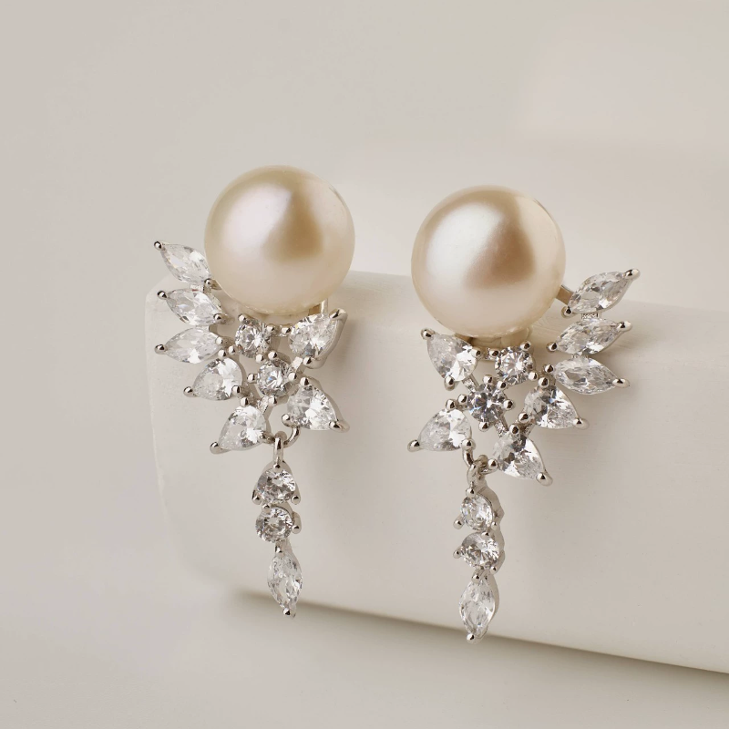 凌溪珠宝 | 隐形翅膀珍珠耳环诸暨天然淡水珍珠通勤百搭方圆脸