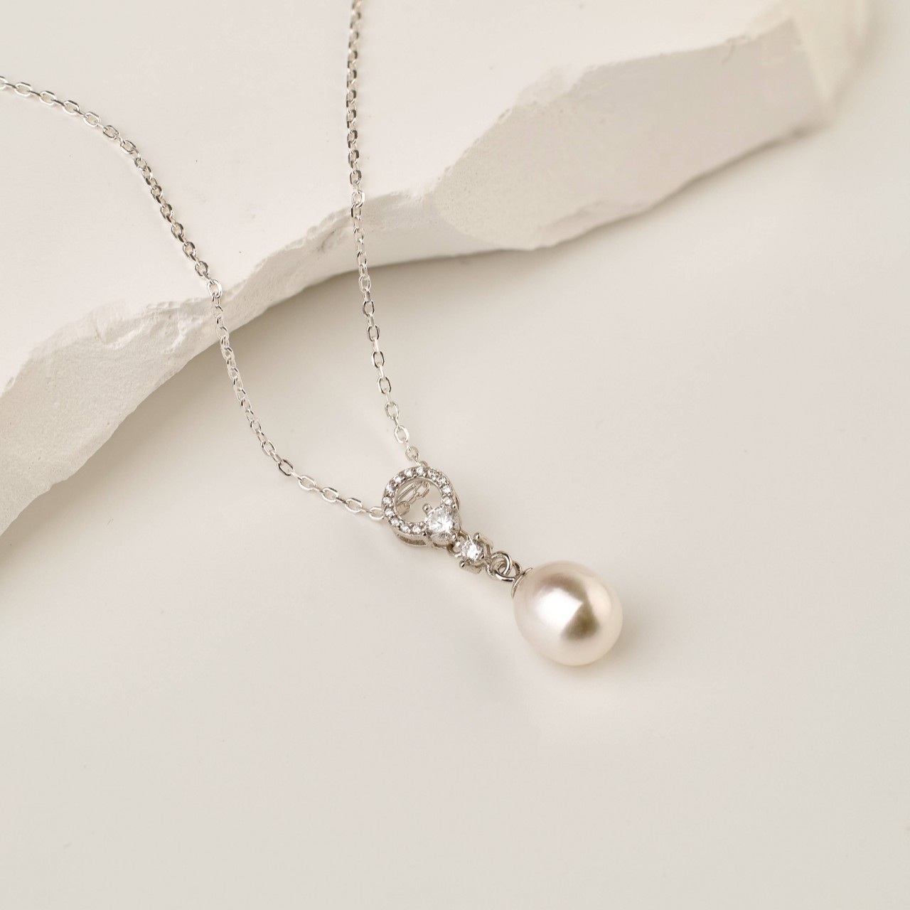 凌溪珠宝 | 简约气质星空项链耳环套组极光淡水珍珠锁骨链925纯银