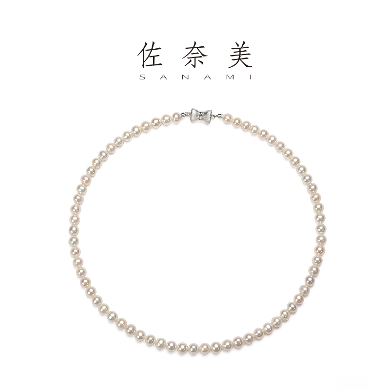 蝴蝶结天然淡水珍珠项链女款