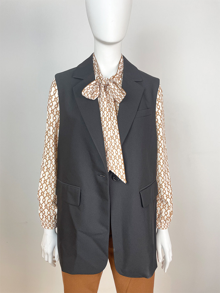 k&ch纤牌女装时尚马夹无袖外套遮肉显瘦宽松西装背心8342h139e1