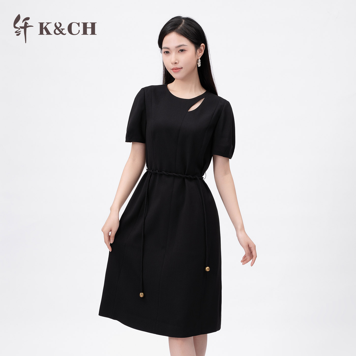 K&CH纤牌女装修身显瘦连衣裙