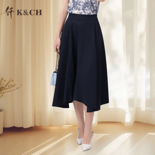 高腰显瘦A字半身裙百搭中长裙8562B209E1 时尚 K&CH纤牌女装 夏新款