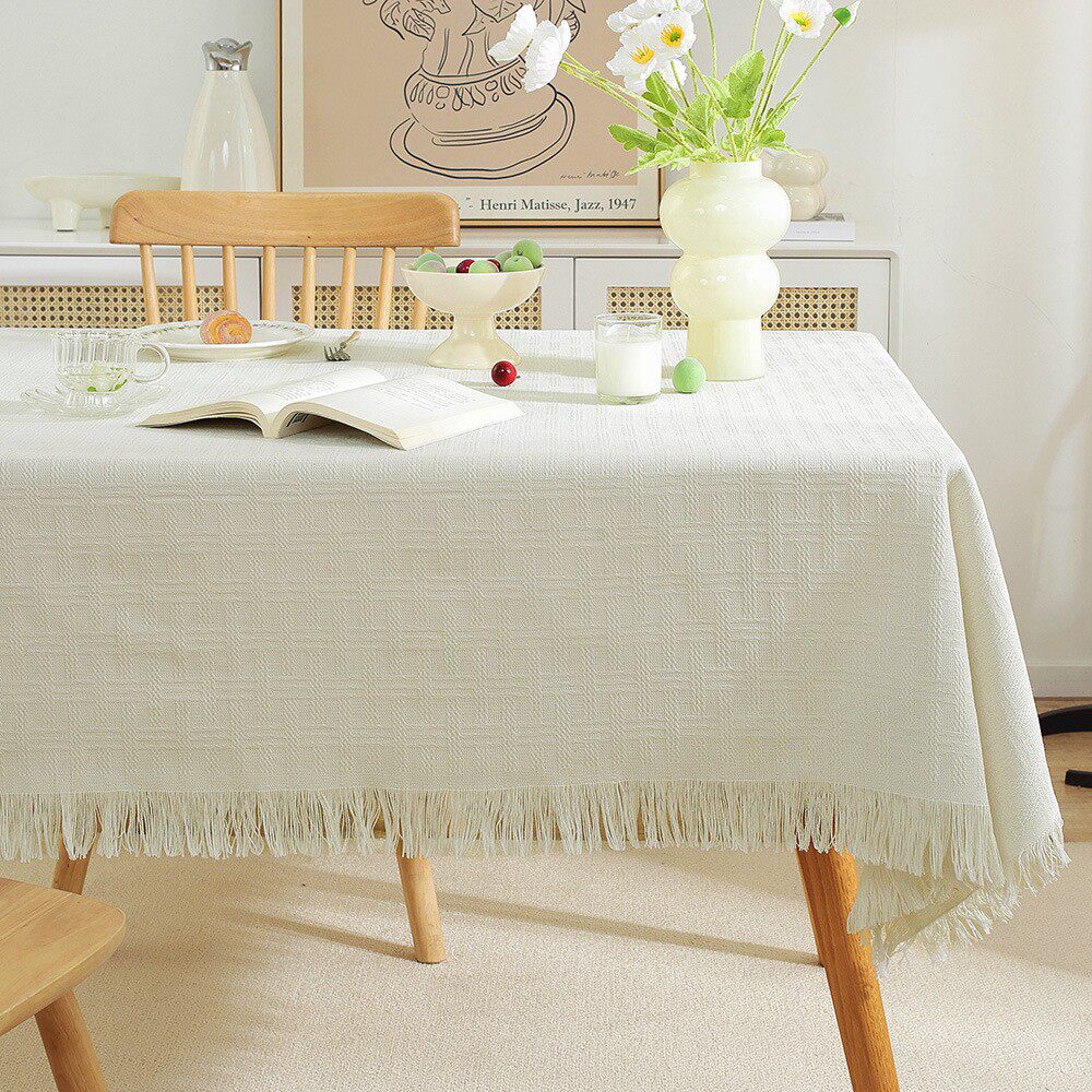 日式侘寂桌布ins风棉麻布艺轻奢高级感复古针织餐桌方桌茶几