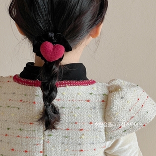 大号红色爱心丝绒发圈儿童马尾扎发头绳橡皮筋新款女童发绳不伤发