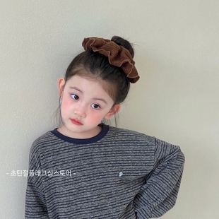 2025秋冬毛绒棕色系儿童大肠发圈女童头绳小女孩碎发新款 头饰皮筋