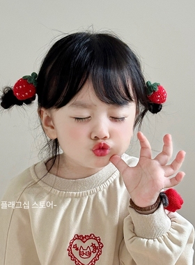 可爱甜美草莓儿童头绳发饰女孩红色新年扎发发圈发绳皮筋女童头饰