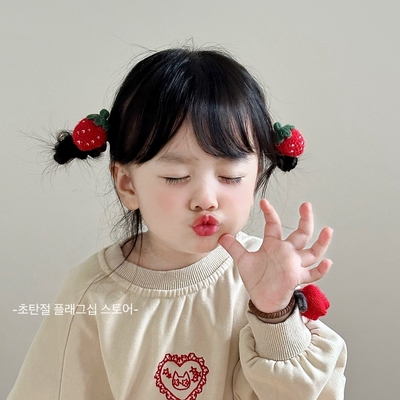 可爱甜美草莓儿童头绳发饰女孩红色新年扎发发圈发绳皮筋女童头饰